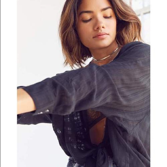 BDG - Courtney Tie Front Open Blouse - Picture 2 of 7